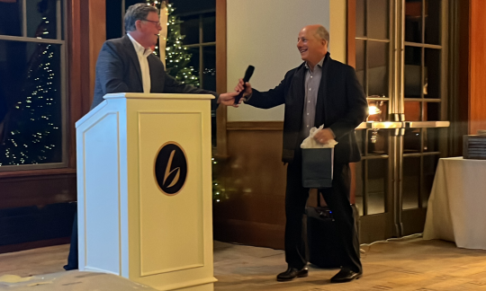 South Shore YMCA CEO Paul Gorman thanks Capital Campaign Committee Chair Dan DeMarco